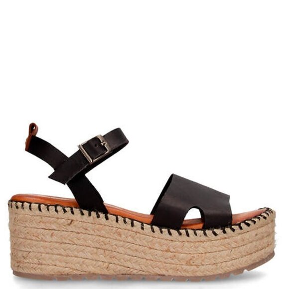 NWOB Musse & Cloud Cuca Espadrille Wedge black sandal size 10 - Picture 1 of 7